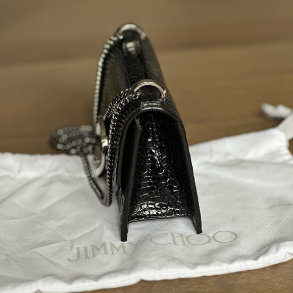 PARIS CROC-EMBOSSED LEATHER MINI BAG IN BLACK - Picture 5 of 13